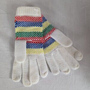 Kmart Vintage Globes Acrylic White Knit Geometric Primary Colors Womens OSFM